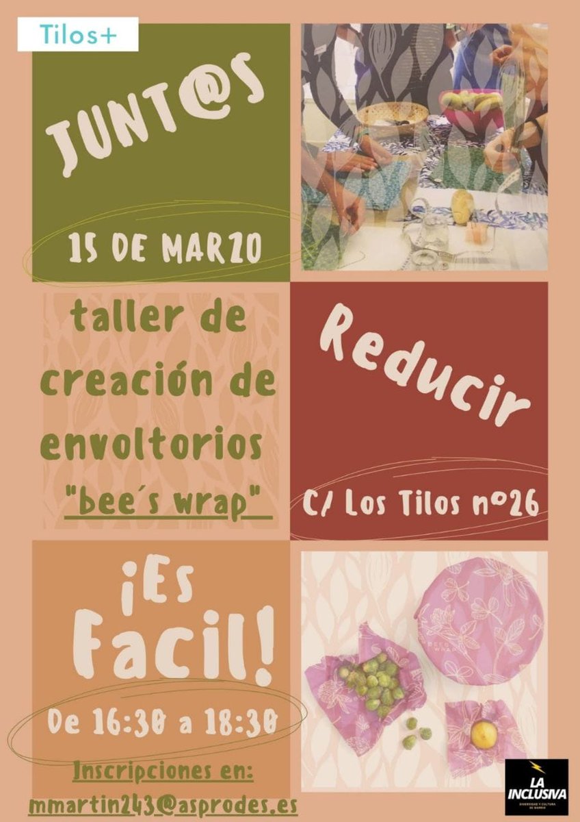 Qué emoción porque ya llega la semana de la naturaleza que organiza <a href="/AsprodesSalaman/">Asprodes Salamanca</a> y os animamos a participar en sus actividades. 
Escríbenos para inscribirte en el "Taller de envoltorios Bee's Wrap". Una de las actividades chulas de esta semana
Allí nos vemos 😉