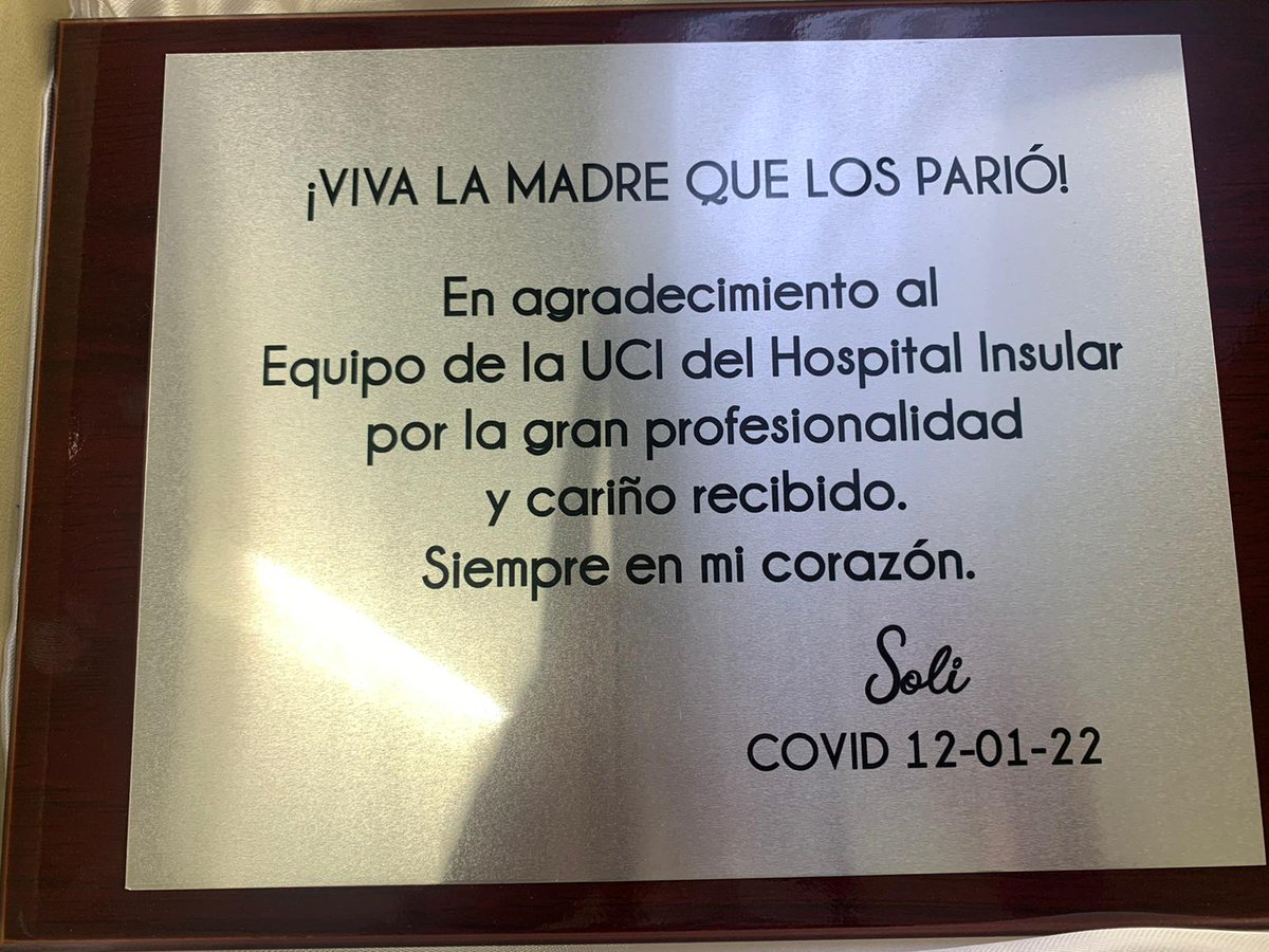 SantanaYeray's tweet photo. Agradecimiento nivel #Top a la #UCI del Hospital Insular de Gran Canaria https://t.co/V5D9dwSvVC