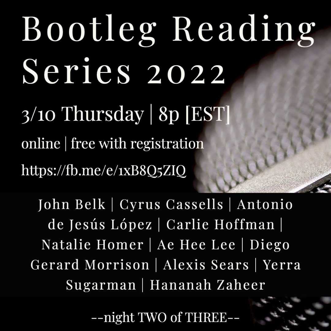 SeriesBootleg's tweet photo. 💥TONIGHT!

🎙we'll see you at 8pm eastern for the second of three readings continuing @SeriesBootleg 2022 with authors from @AutumnHousePrs @BullCityPress &amp; @FourWayBooks! free online w registration https://t.co/YhPV5gSP0R https://t.co/cm2TtDnx3b