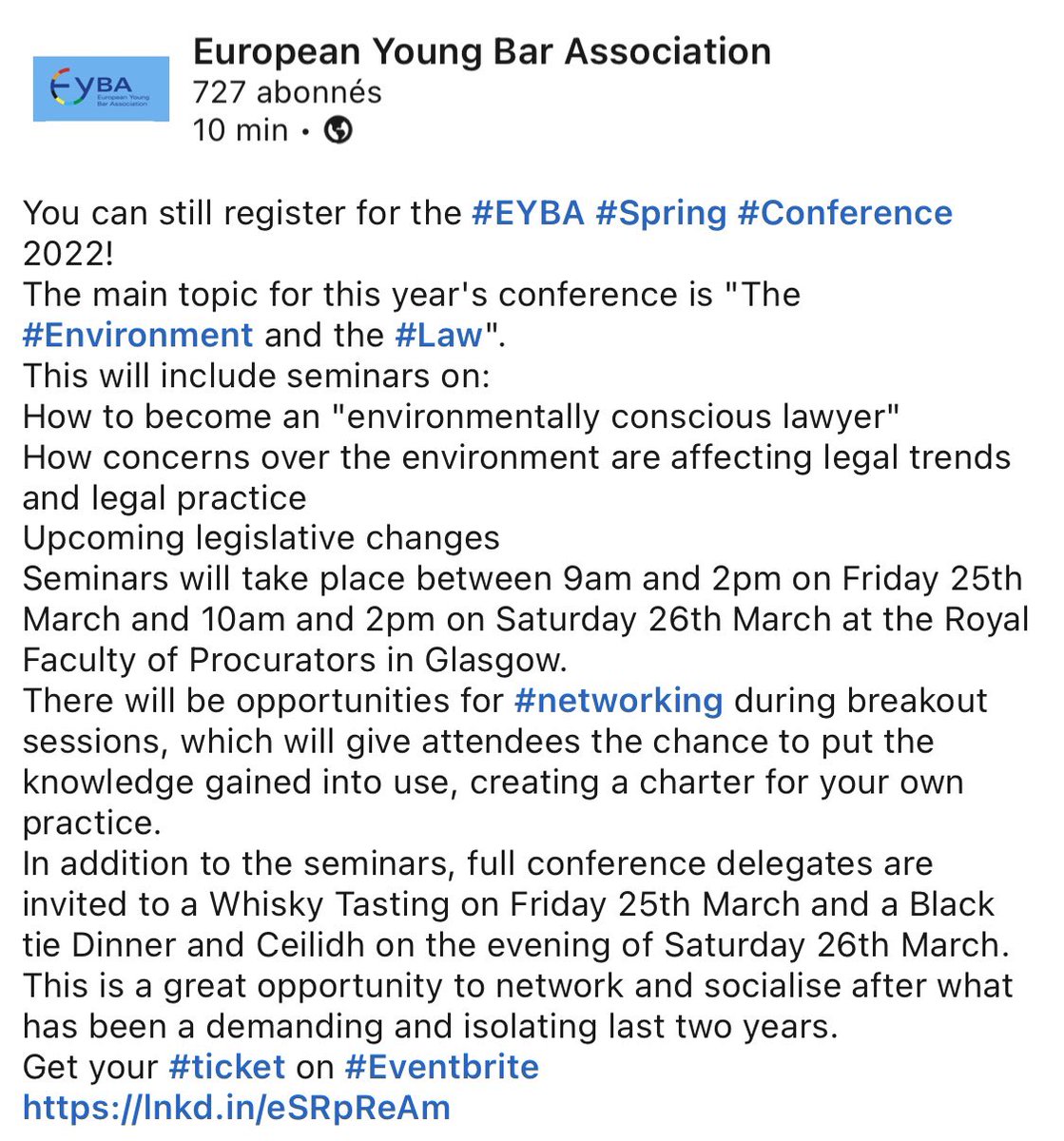 You can still register for the #EYBA #Spring #Conference 2022! 
Get your #ticket on #Eventbrite
lnkd.in/eSRpReAm
Looking forward to meet you there 🤗