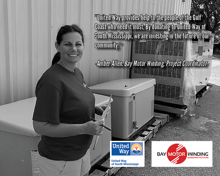 It is because of the amazing people in our community that give to UWSM that we are able to help so many residents on the Coast. Thank you to Amber from Bay Motor Winding, Inc. for telling us #WhyISupport United Way of South Mississippi and the work we do!