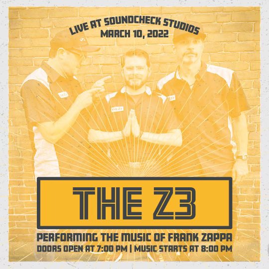The_Z3's tweet photo. It’s #Zappa time! Z3 rides again tonight at Soundcheck Studios in Pembroke MA! https://t.co/NQwZYkMd80