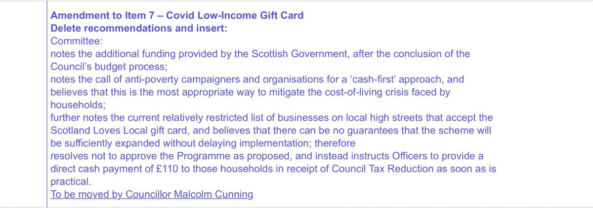 Our amendment is based on calls from anti-poverty campaigners &amp; organisations who have continually asked for a ‘cash-first’ approach. 

Both the SNP &amp; Tories have joined together in arguing against our amendment.