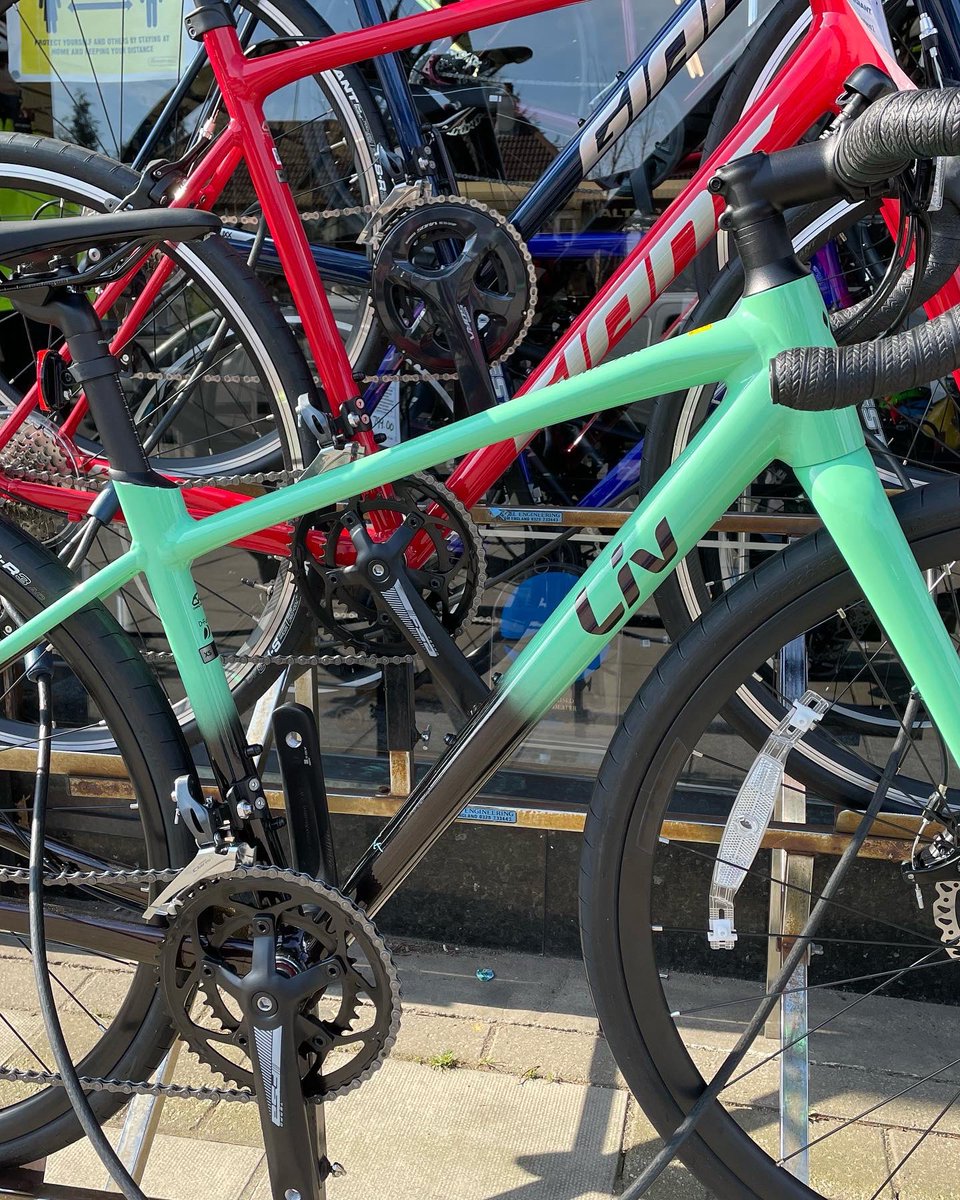Questbikes's tweet photo. Early Spring vibes! The sun is out over the shop and we have new bikes, new colours in stock now! Check out this @LivCyclingUK Avail AR 4 in neo mint. 
@GiantUK https://t.co/7mHSh5voqe