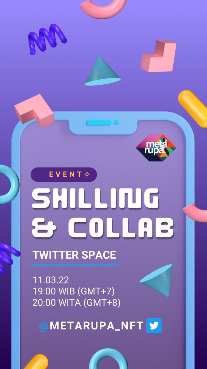 metarupa_'s tweet photo. Join us for Shilling and Collab session Tomorrow at 07.00 PM WIB / 08.00 PM WITA via Twitter Space ✨ https://t.co/aTjBDyjhR6