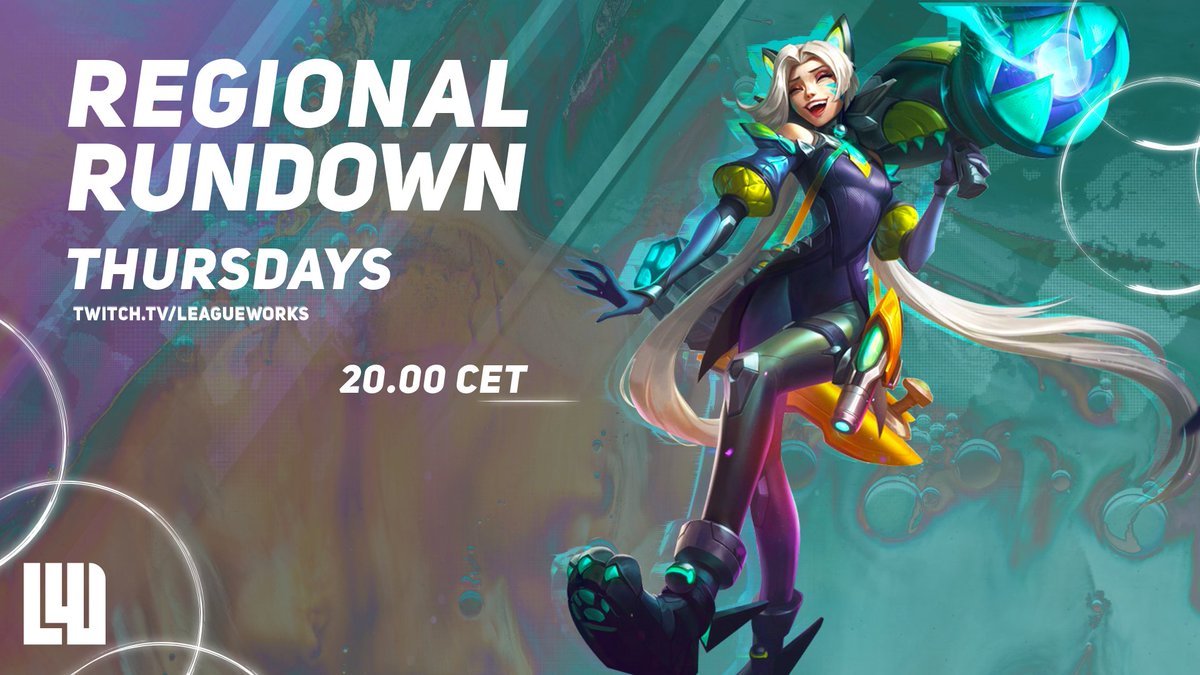 LeagueworksLoL's tweet photo. You know what time it is 👀
🌍REGIONAL RUNDOWN🌍

See you tonight 
🕗20.00 CET
🔴https://t.co/6uu9Q0XZdU https://t.co/CuVkrU6RL7