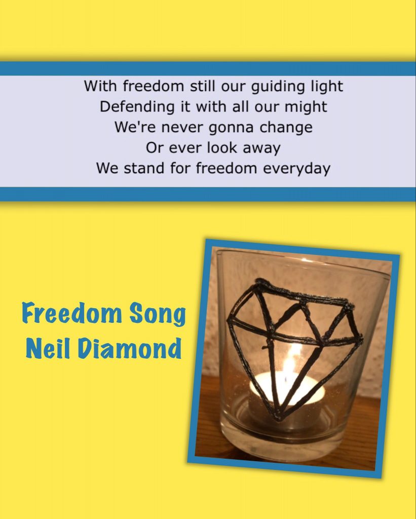 NDiamondFansDE's tweet photo. ND once released his very own #FreedomSong! 💎🕯️@Mumpili has created this picture as part of our #diamondforpeace movement ☮️Thanks to you (and @ElisabethCook2 for crafting, again...)
#diamondfansforpeace #neildiamondsongs #peace #diamondsforpeace https://t.co/Ooj9VpPOUb