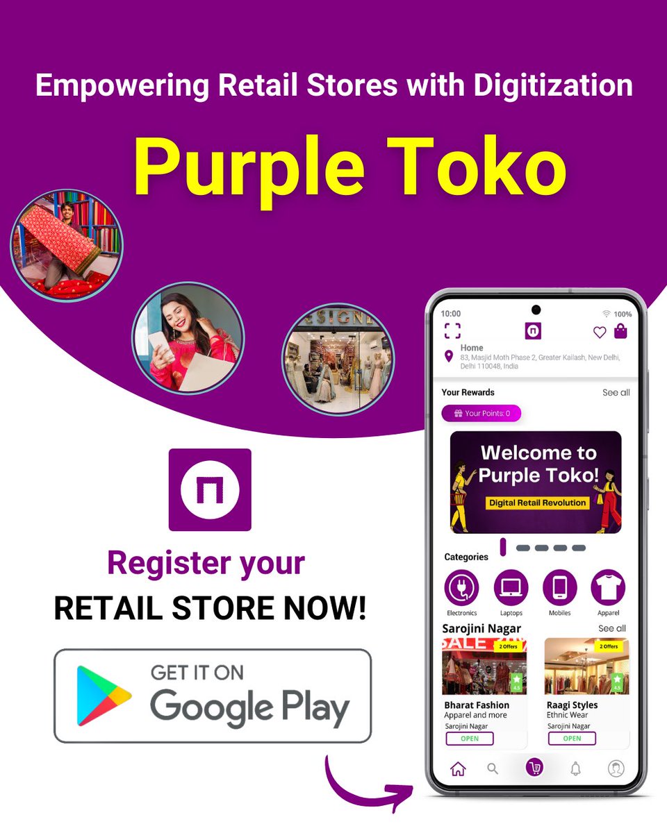 PurpleToko's tweet photo. Purple Toko is a shopping app where you can buy directly from local stores listed marketwise!!💜

DOWNLOAD THE APP NOW and become the part of India’s DIGITAL RETAIL REVOLUTION!💜

Download from play store:
https://t.co/jDC1vr2Vb3

Our website: https://t.co/PYFpmq79Vw

#purpletoko https://t.co/PYye23NUYL