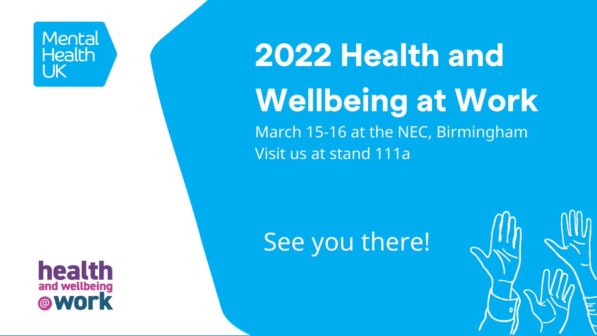We’ll be at the Health and Wellbeing at Work show next week at the NEC with @HWatWork. The show is dedicated to improving the #health, #wellbeing and #culture of today's workforce. 

Come and say hello to our team, we’ll be at stand 111a 😃 #mentalhealthevents #healthatwork2022