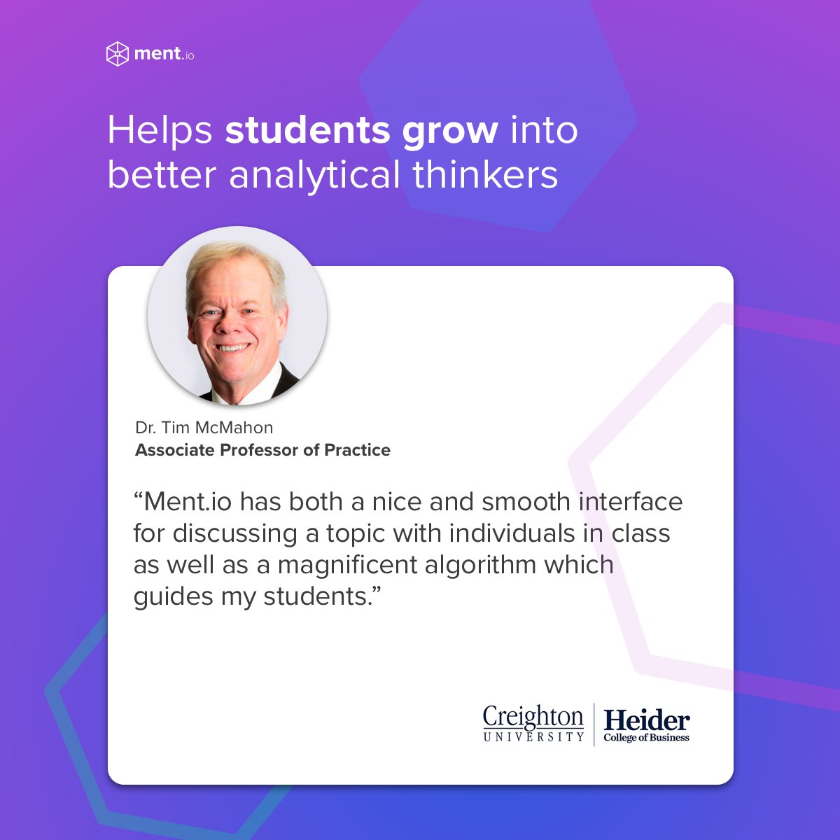 Dr. Tim P. McMahon of <a href="/Creighton/">Creighton University</a> University loves our online discussion board for making his students better thinkers!