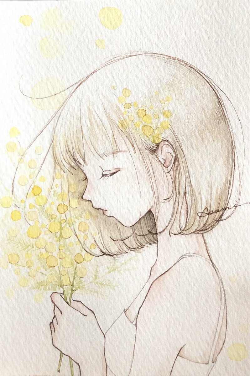 ミミズク　絵画　イラスト　ドローイング ミミズク①_水彩原画_イラスト イラスト n.akabae 通販 15713921