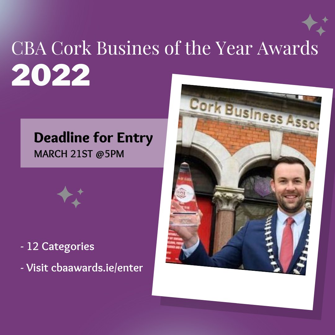 The CBA Cork Business of the Year Awards are the perfect way to acknowledge your business' achievements and celebrate the accomplishments of the companies that will drive Cork forward into the future. #CBAAwards