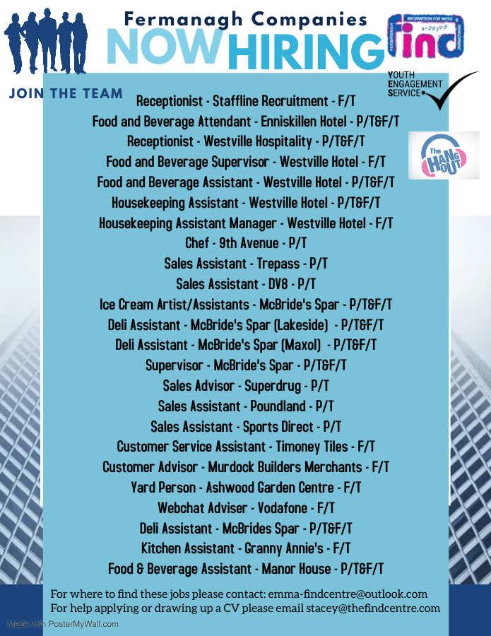 EnniskillenFind's tweet photo. New Jobs This Week! https://t.co/iXdwEsqHOp