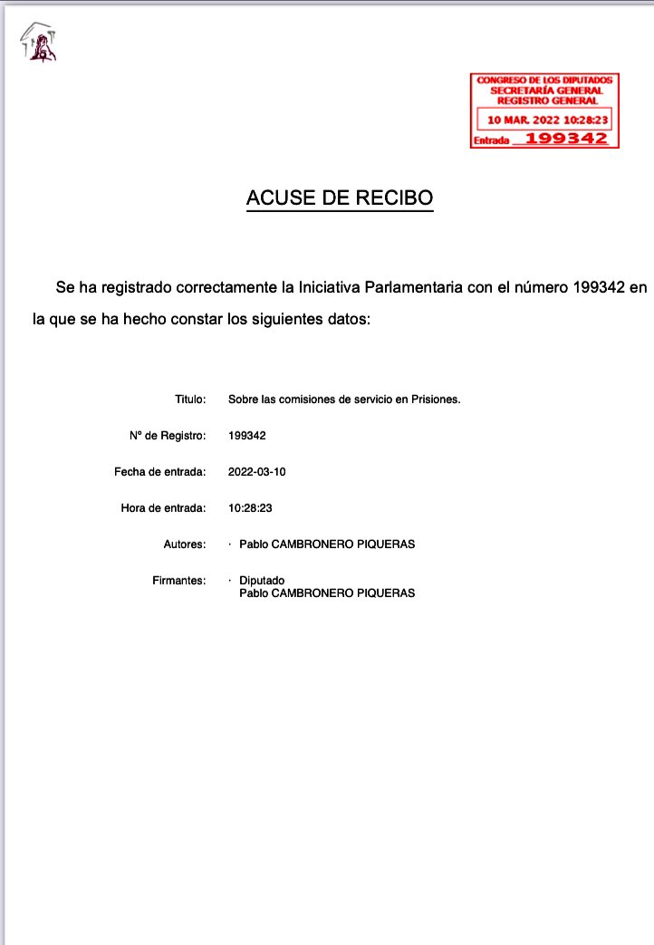 PabloCamPiq's tweet photo. 🔴Solicito información sobre los Funcionarios de Prisiones que están destinados en comisión de servicio. 

Veamos cuál es la situación para poder proponer soluciones. https://t.co/XAObOc1bmV