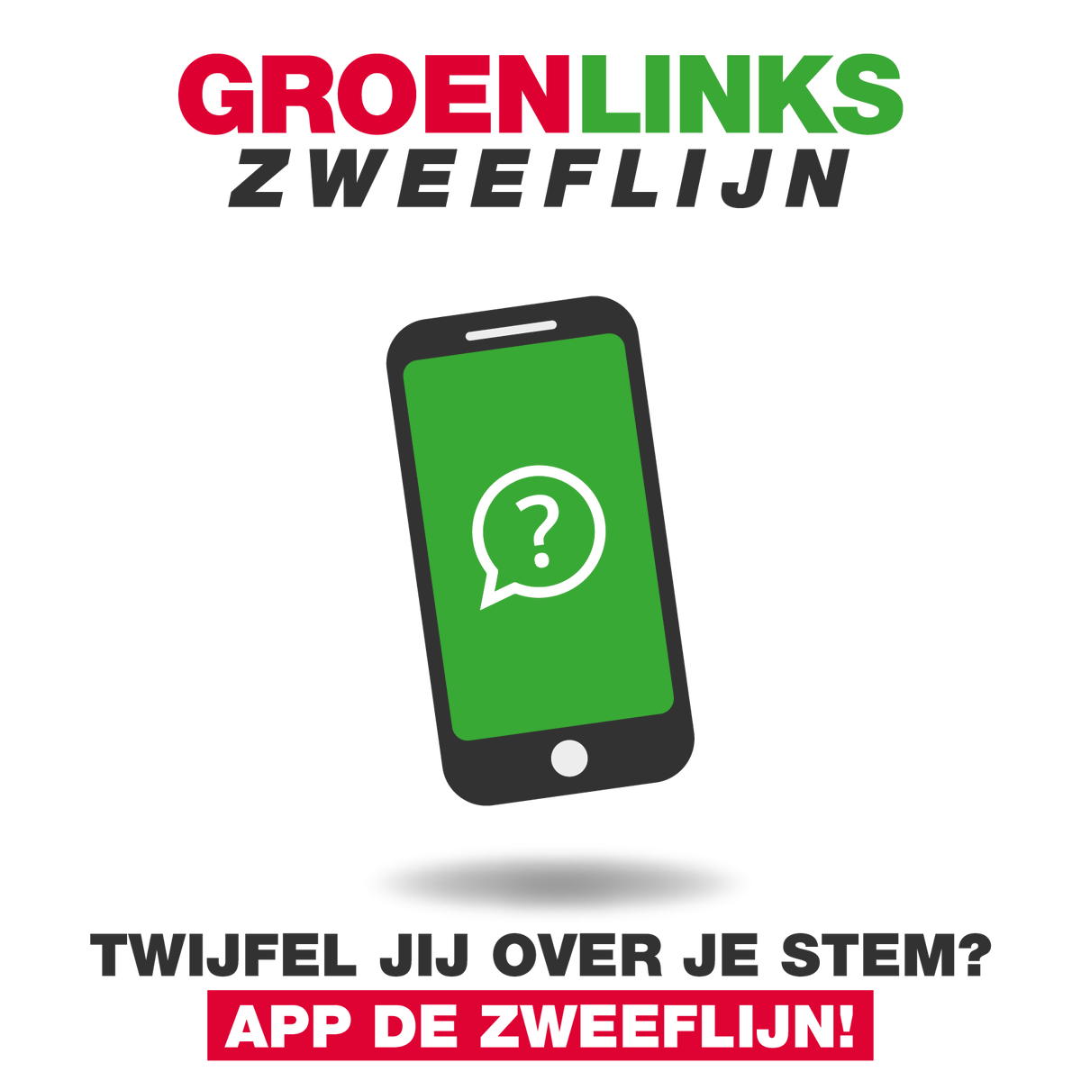 Volgende week zijn de gemeenteraadsverkiezingen! 

Weet je nog niet wat je wil stemmen? Heb je een vraag over onze plannen?

Wacht niet langer, stuur een appje naar onze Zweeflijn. Van 's ochtends vroeg tot 's avonds laat beantwoorden we al je vragen!

📲 groen.li/zweeflijn