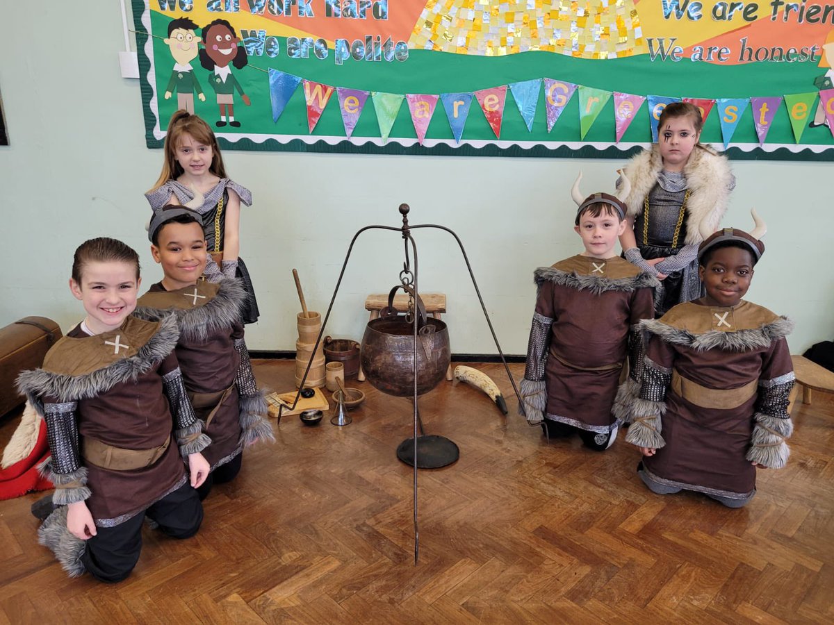 Greenstedpri's tweet photo. Year 4 unleashed their inner Vikings today with a visit from @historyinschool where they learned all about daily life of the Vikings @JorvikViking #Vikings #vikingsofvalhalla https://t.co/UtzTFPq4e6