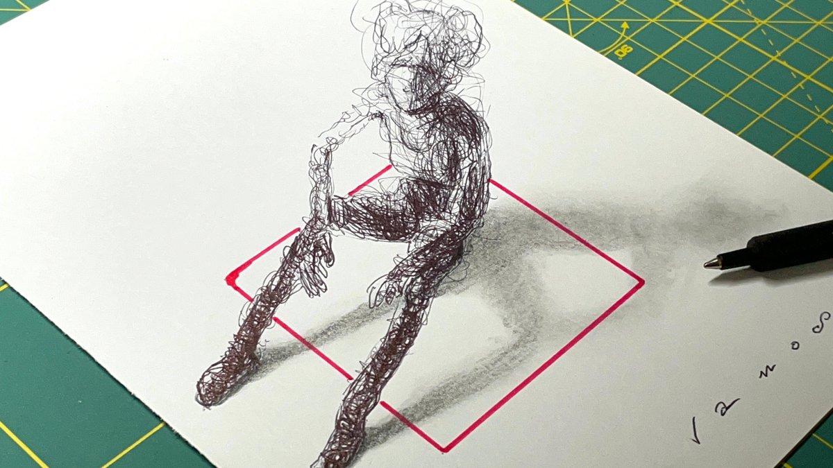 3D drawing with ballpoint pen..