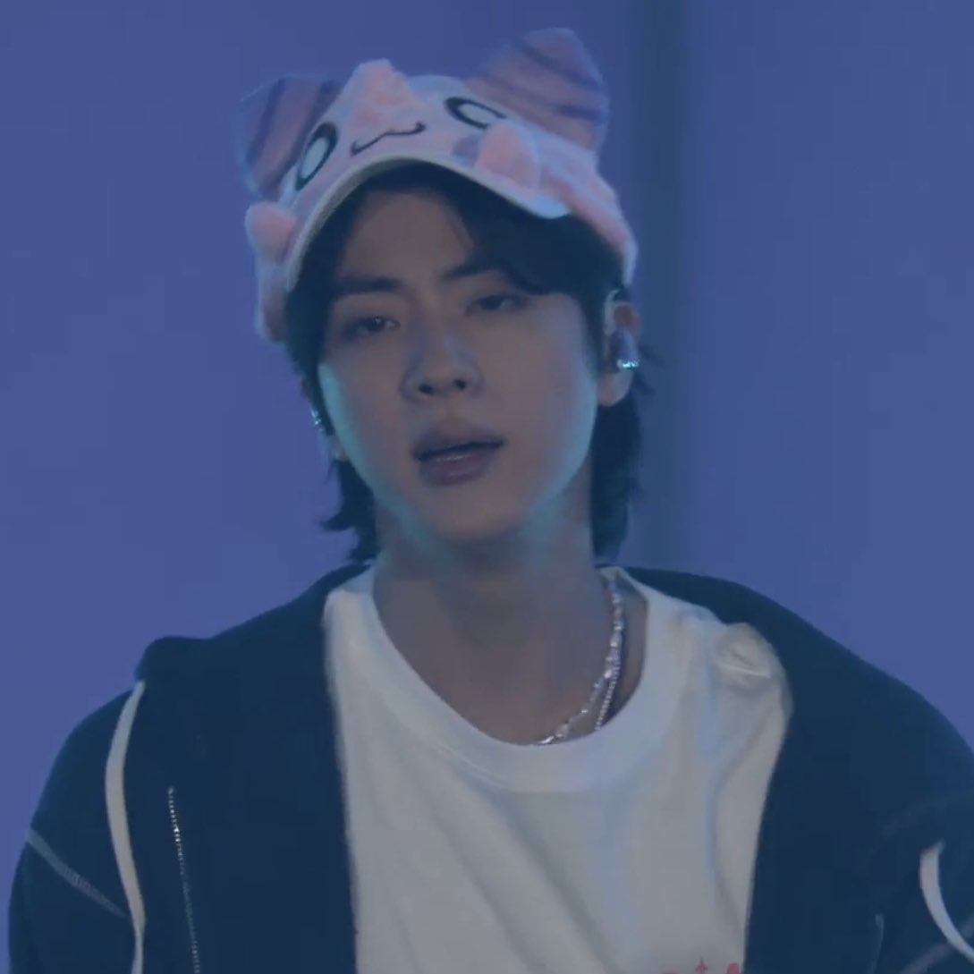 All for Jin on Twitter "Seokjin is wearing a “Pink Bean” from Maple Story character hat for the