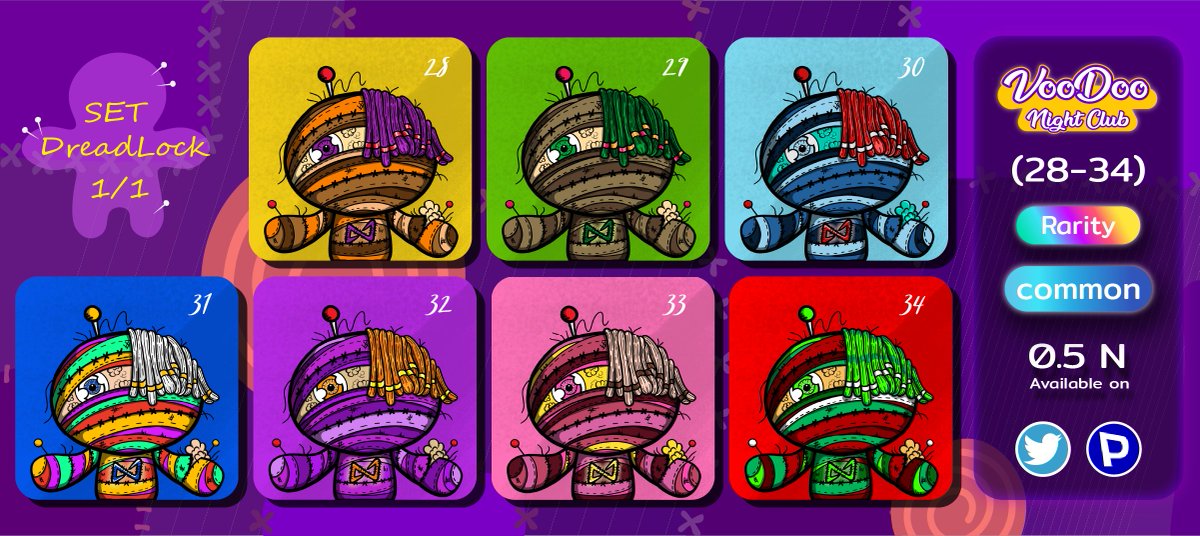 VooDooClub_NFT's tweet image. Drop Now Voodoo doll~🪡😛🔥
No.28-34    [ Set Dread Lock.]
**All dolls are sewn with fine fabric, perfect for collectors.🧐

Available on Paras🔽:
paras.id/collection/voo…

Thank you for support me.😆
#NFTCommunity #NFTTHAILAND #NFTdrop 
#NEARProtocol #nearNFTs #NEAR #PARASnft