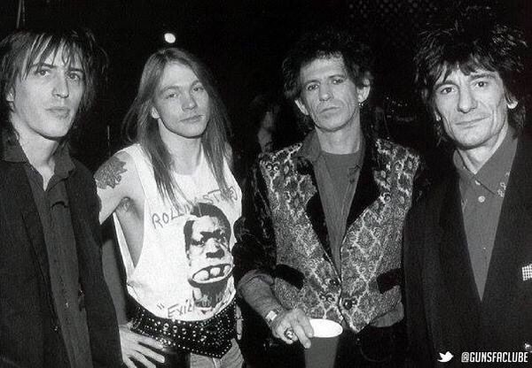 Guns N' Roses with The Rolling Stones, 1989.