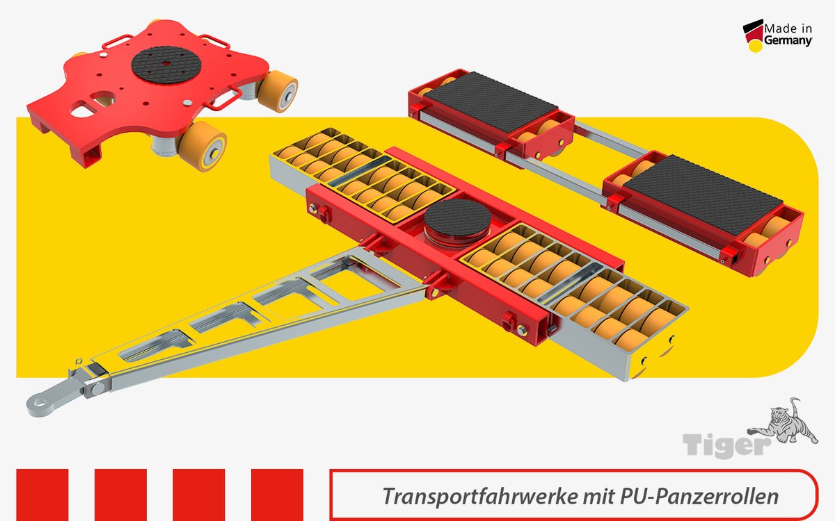 #Transportfahrwerke mit #Panzerrollen

#Schwerlastfahrwerke für den Maschinentransport im gesamten Industriebereich wie Maschinenbau, chemische und pharmazeutische sowie Lebensmittelindustrie, Luftfahrt- und Automobilbranche, uvm.

Weitere Infos im Shop:
tigerhebezeuge-shop.de/transport-hub-…