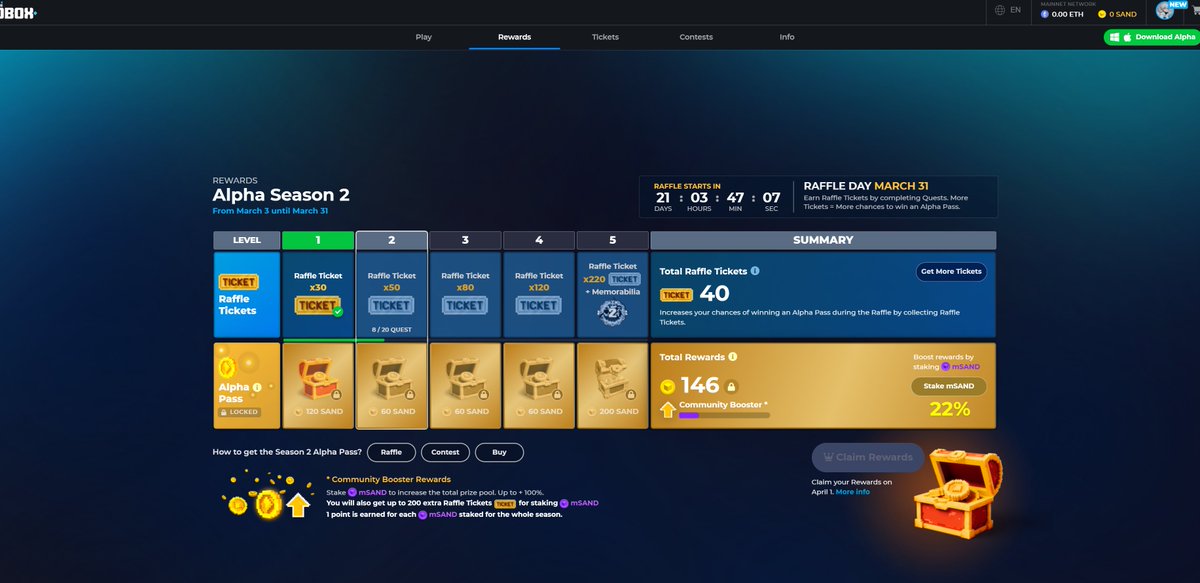 BrianLeePlacid's tweet photo. @TheSandboxGame I just participated in the daily #SandboxAlphaS2Contest for a chance to earn up to 1,000 $SAND! Starting March 9 -  Show your Raffle Tickets. Check out my screenshot below! 👇 #SandboxAlphaS2 https://t.co/PHz9l6ahs3