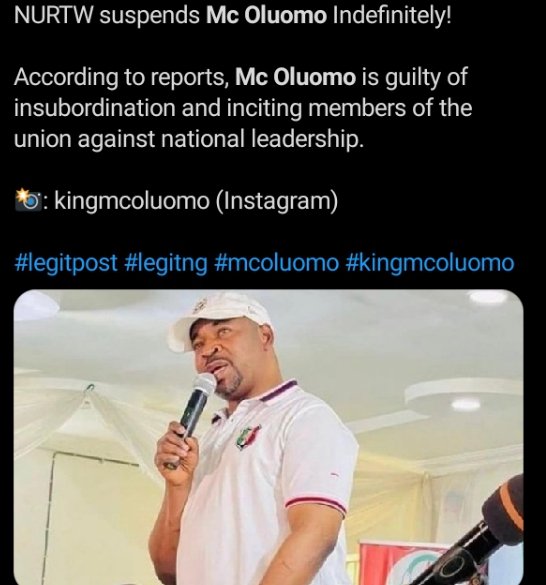 Yovi_chuks's tweet photo. #ThemDanServeMcOluomoBreakfast🤔
NURTW suspended MC.Oluomo from the union indefinitely coming After his previous endorsement contract with NDLEA as their Ambassador...You say wahala be like wetin again😳
Is it a Right Decision by the Union? #ChookMouth #LoungeShow #YoviChuks https://t.co/y2Ioabl4ry