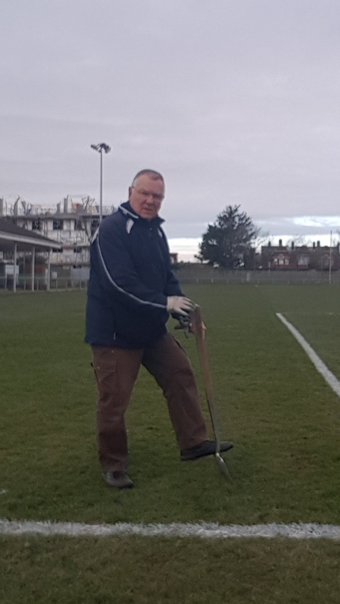 alanks2's tweet photo. Last time repairing the pitch for the last home game on Saturday before its dug up for a new 3g pitch. So proud of everyone associated with @MONEYFIELDSFC after being nearly decimated before this season to bounce back with a PSC Final and currently mid tabel https://t.co/BxN1UZ50mg