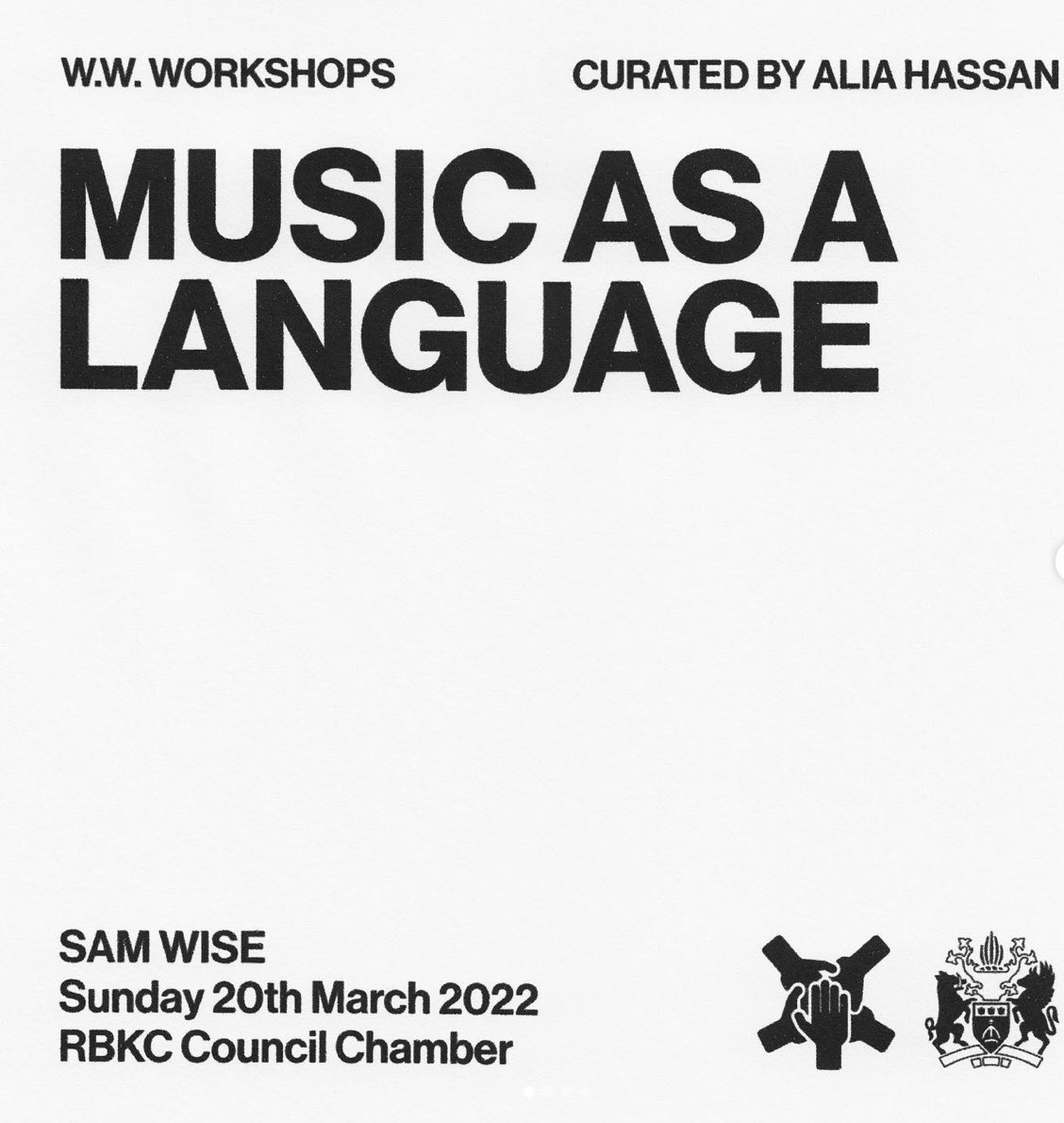 SueTerryVoices's tweet photo. 'Sam Wise — Music as a Language'.
@Samwiseldn will be hosting a creative workshop at the Royal Borough of Kensington & Chelsea Chambers on the 20th March!
#samwise #workshop #musicisalanguage #rbkc #royalboroughofkensingtonandchelsea #voiceoverartist #voiceoveragent https://t.co/67lH7woFlY