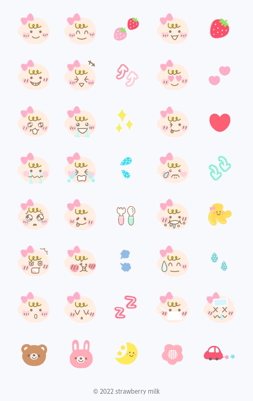 Strawberry Milk苺 Lineを可愛くしちゃう女の子の絵文字 表情を濃くしてリニューアル 前より見やすくなりました 赤ちゃんから幼児期まで使えます Linestore T Co Eodf7yixtm 赤ちゃん 幼児期 子供 育児 ママ イラスト