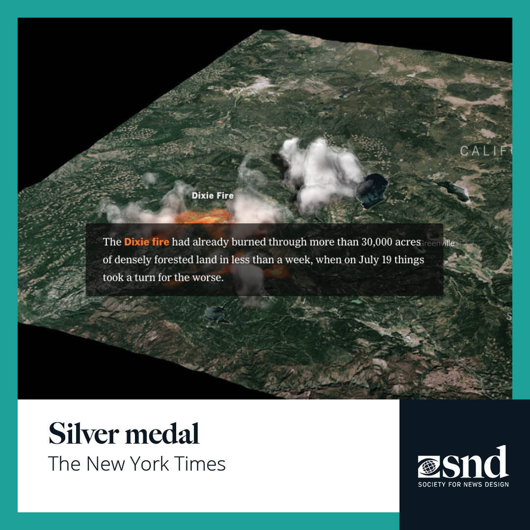 Society for News Design (@snd) on Twitter photo The first silver medal has been awarded to <a href="/nytimes/">The New York Times</a> for this piece on how California’s Dixie fire created its own weather: nyti.ms/3MD9spE #SND43 #SND43Digital The first silver medal has been awarded to <a href="/nytimes/">The New York Times</a> for this piece on how California’s Dixie fire created its own weather: nyti.ms/3MD9spE #SND43 #SND43Digital