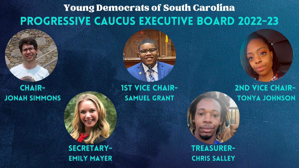 YDSCprogressive's tweet photo. Meet the new @YoungDemsofSC Progressive Caucus Executive Board! https://t.co/GCcNnBMl3f