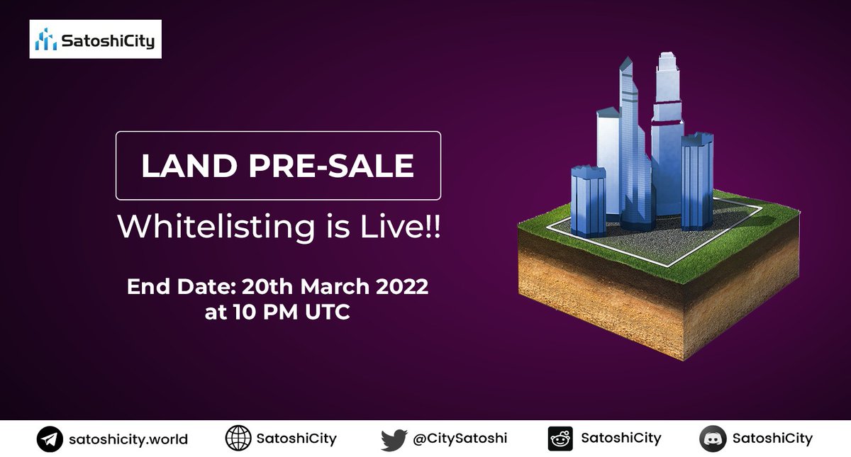 CitySatoshi's tweet photo. HURRY UP!! A Few Days Left🔥

Top 5 Random winners with the most engagement on SatoshiCity twitter with #SatoshiCity #SatoshiCityLand and $CITY tags will get $100 USDT Each.💰🌟

Read: https://t.co/fUA9X1QQLB…
.
.
.
#CITY #SatoshiCity #PreSaleWhitelisting #Metaverse #NFTGaming https://t.co/OMoIuEsPBQ