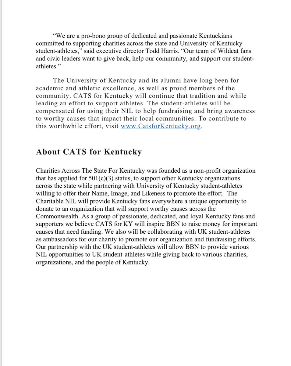 CharitiesForKY's tweet photo. CATS for Kentucky is excited to announce the launch of our new non-profit organization dedicated to support charities across Kentucky &amp; provide NIL opportunities for UK student athletes. Please check out our website for more information. #CatsForKy #BBN https://t.co/0TYYV3negR https://t.co/B6V8Ki2N7e