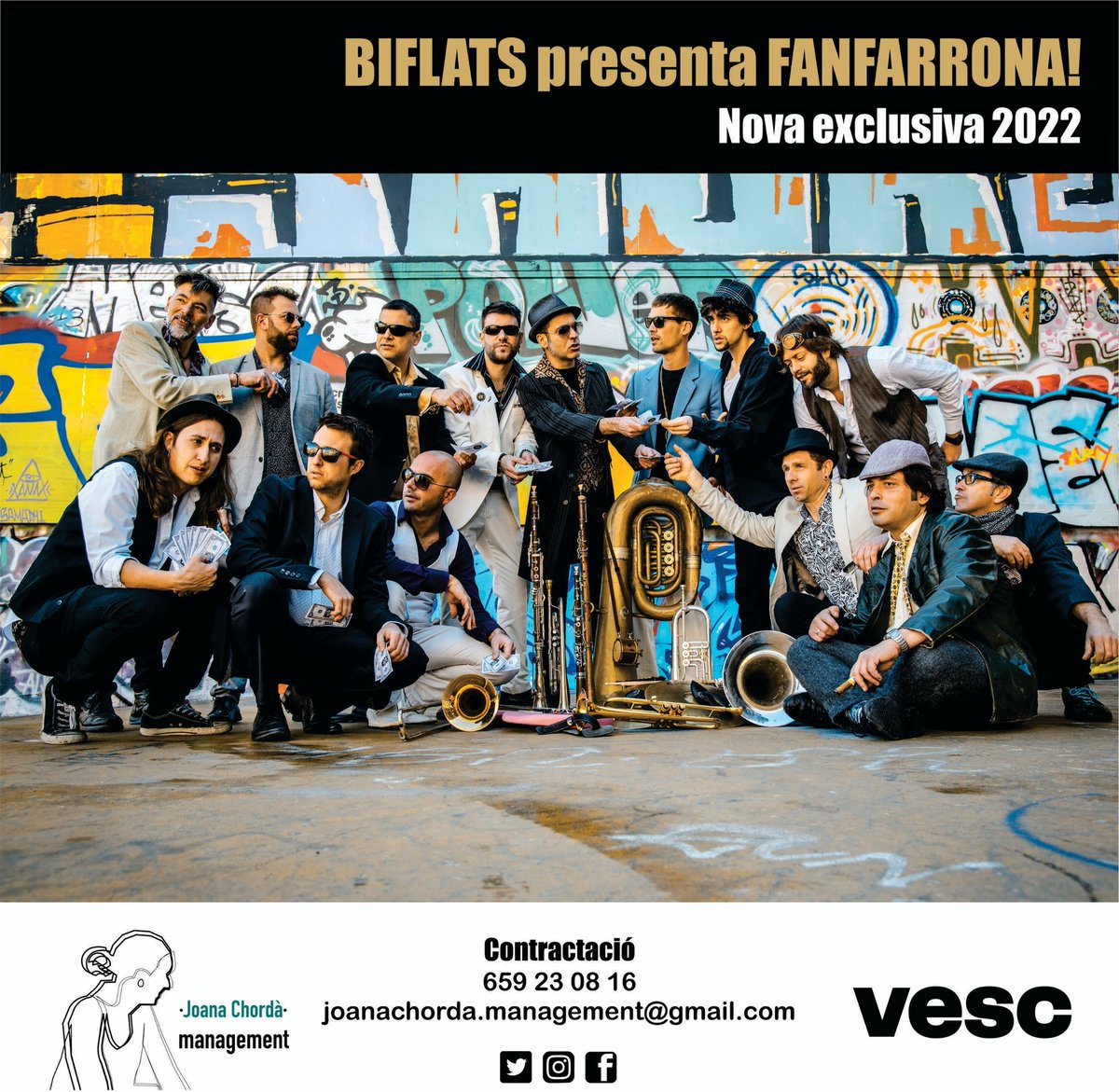 Biflats's tweet photo. 💵💵💵 aviat anunciaren els primers concerts de presentació de #Fanfarrona d'enguany ❤❤❤

🎺🎺🎺 contractació oberta ➡️ Joana Chordà 👉 @vesc_cat 

#ComingSoon #Catalanfanfare #Cobla https://t.co/0fbwAyIpeT