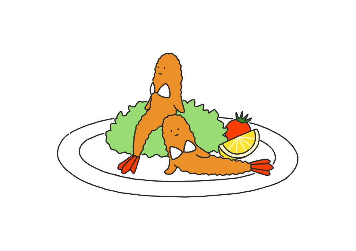 food no humans white background plate simple background shrimp tempura  illustration images