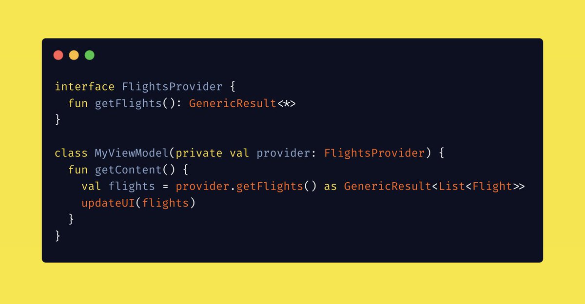 Please don't define your contracts like this FlightsProvider is defined 😩

A contract should clearly express its intent, nobody should be able to "guess" return types by looking into the usages of the said contract.

Saw something similar in a project and it really ruined my day