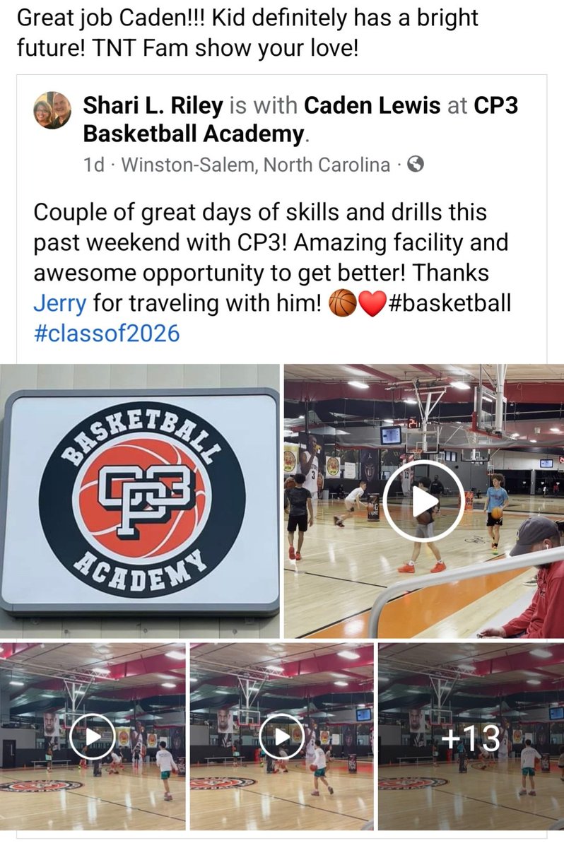 TNT 2026 Caden Lewis at the CP3 skills Camp. Young man has a bright Future. Looking foward to seeing him grow.