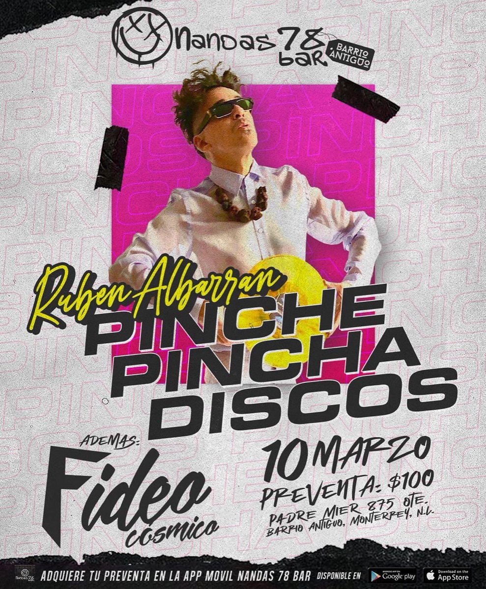 fuerzaerea's tweet photo. Esta noche el gran #RubénAlbarrán estará en el @nandas78bar aquí en #Monterrey en calidad de #pinchadiscos , así que se viene un fiestón lleno de bailongo y toda su buena vibra musical que no se pueden perder!
#CambioYFuera
#seguimosvolandoyatacando
#radioudem905fm #monterrey https://t.co/ktehiL4Vx2