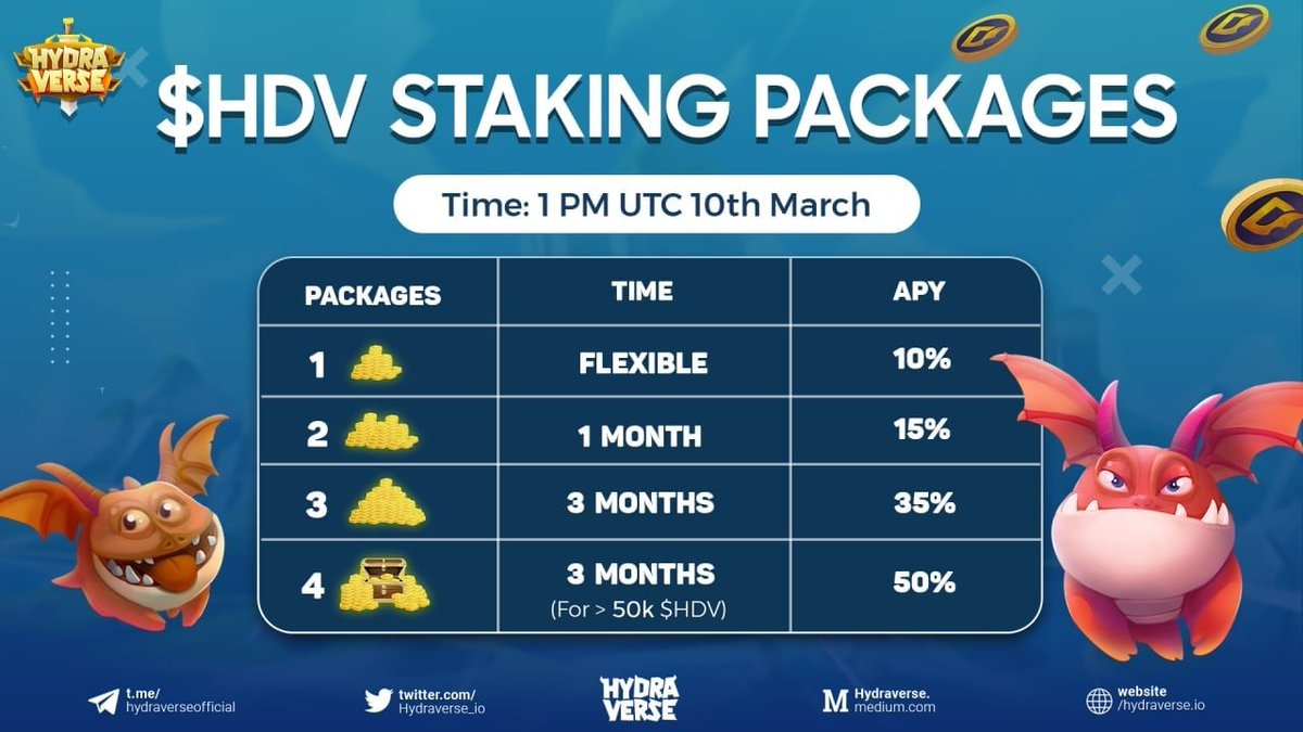 Hydraverse_io's tweet photo. 🤩 We're thrilled to announce that $HDV staking feature is live to enable earning for 4,587 $HDV holders 💪🏻

Go to https://t.co/IhU1H45MR2 -> Staking &amp; choose a suitable package, Diamond Hands 😎

🤔 Why stake $HDV: 
📍Stable income
📍Being qualified for NFT Sales &amp; P2E Beta #3 https://t.co/lQVhnqkaeL