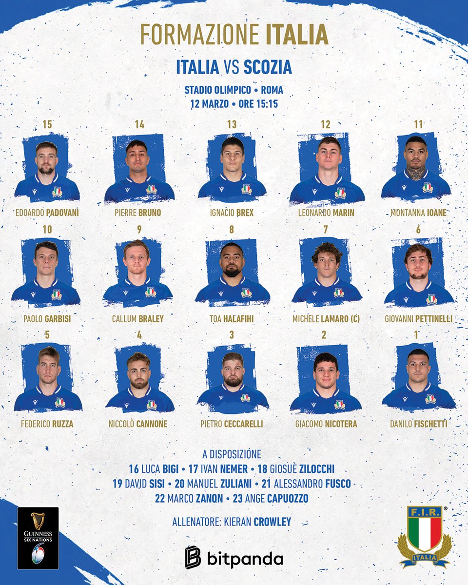 🔵#Italrugby 

Il XV Azzurro in campo sabato per il match con la Scozia ➡ bit.ly/35PKDGh

📆 12/3 - Stadio Olimpico, Roma
🏉 Kick off ore 15.15
📺 <a href="/SkySport/">skysport</a> Arena ▪ #SkySport 1 ▪ <a href="/TV8it/">TV8</a> 
🎟️ <a href="/TicketOneIT/">TicketOne</a>

#ITAvSCO <a href="/SixNationsRugby/">Guinness Men's Six Nations</a> 
#insieme #rugbypassioneitaliana