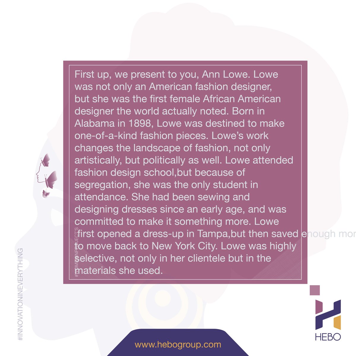 ConsultHebo's tweet photo. One of the women who changed the fashion world. she was the first female African American designer the world actually noted.
#HEBOConsult #InnovationInEverything #ProjectManagement #TheFutureProjectProfessionals #PMITanzania #PMI #MakeReality #BreakingTheBias https://t.co/zbqifgZ03V