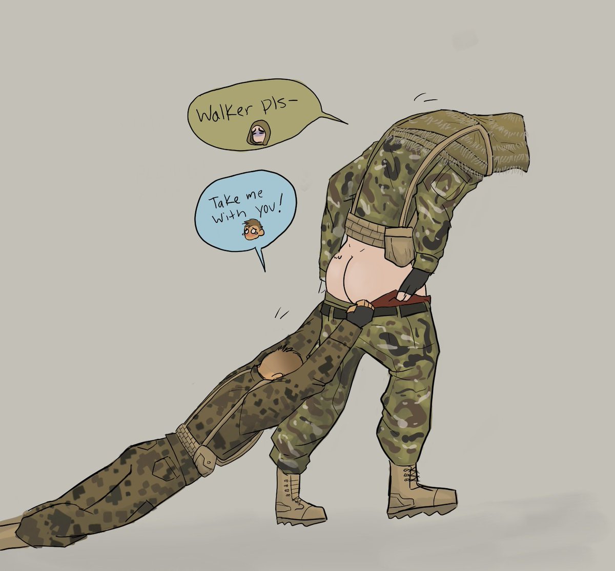 pet_soldier's tweet photo. Walker wants to go with him. 🥺 #petsoldier  #tactikink #militarycharacters https://t.co/TBgx2rMtIR