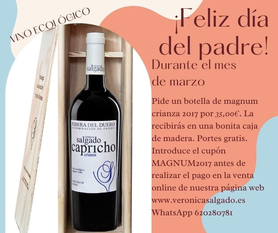 VERONICAPRICHO's tweet photo. En la venta on-line de nuestra página web https://t.co/vpDGnOFsLN y selecciona una botella de magnum 1,5L Verónica Salgado Capricho 2017. Recuadro CUPÓN escribe MAGNUM2017. Portes gratuitos. Oferta para Península hasta el 31 de marzo. WSA 620280781 o bien info@veronicasalgado.es https://t.co/rt1cbFAVVF
