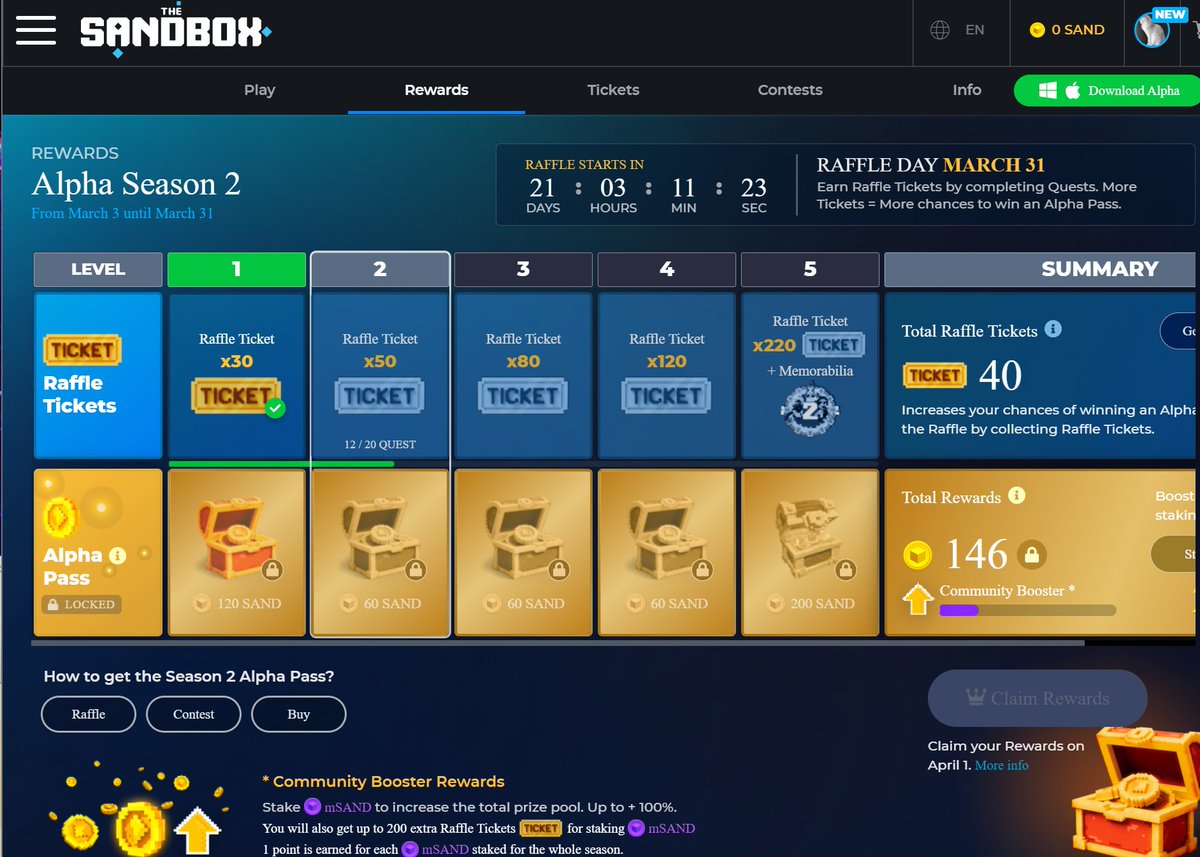 zningyy's tweet photo. @TheSandboxGame I just participated in the daily #SandboxAlphaS2Contest for a chance to earn up to 1,000 $SAND! Starting March 9 -  Show your Raffle Tickets. Check out my screenshot below! 👇 #SandboxAlphaS2 https://t.co/ZedLF8FNVB