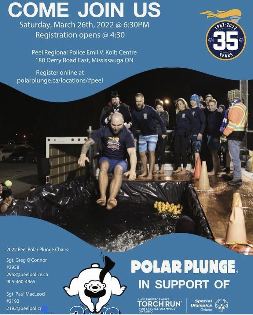 Join Us on March 26th for Peel Polar Plunge in support of @specialolympicsontario <a href="/torchrunontario/">Torch Run Ontario</a> @peelregionalpolice 

Register now soopolarplunge.crowdchange.ca/2748

#freezinforareason