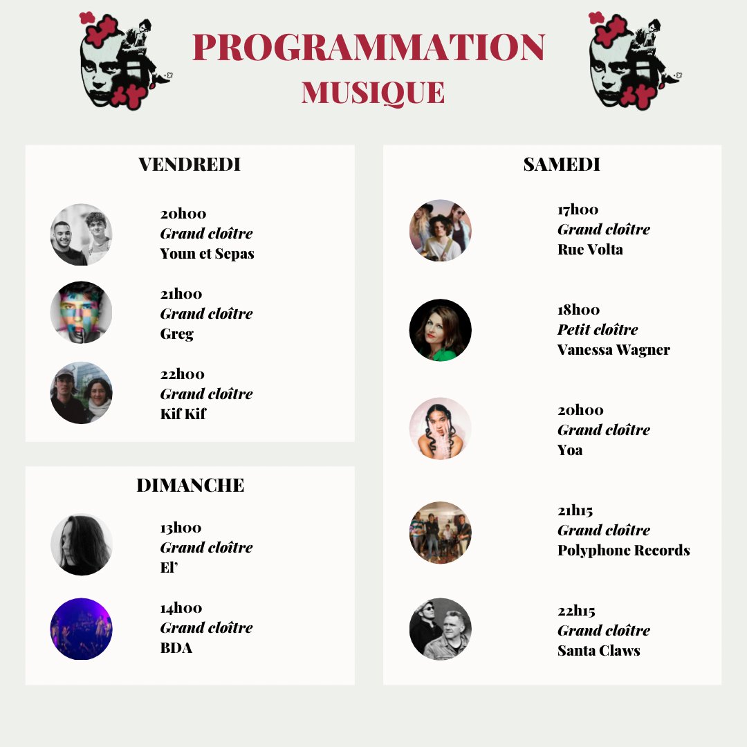 ysegoria's tweet photo. Yse est très fier de vous révéler la programmation musicale du Gal’art ! 

Entre pop, rock, jazz et lounge, il y aura de quoi ravir tous les publics. Concerts en journée et en soirée, solo, duo ou groupe, amateurs et professionnels se succéderont 🥳 https://t.co/wU6hkfyQKo