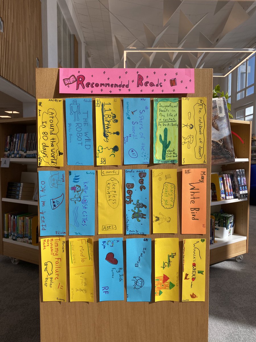 Got this idea from <a href="/myschoollibrary/">Cari White</a> and love it! 5th graders looked at their loan history and found one title that they really, really loved and added it to our recommended reads. 💕 Hoping it inspires other readers to choose a new title!