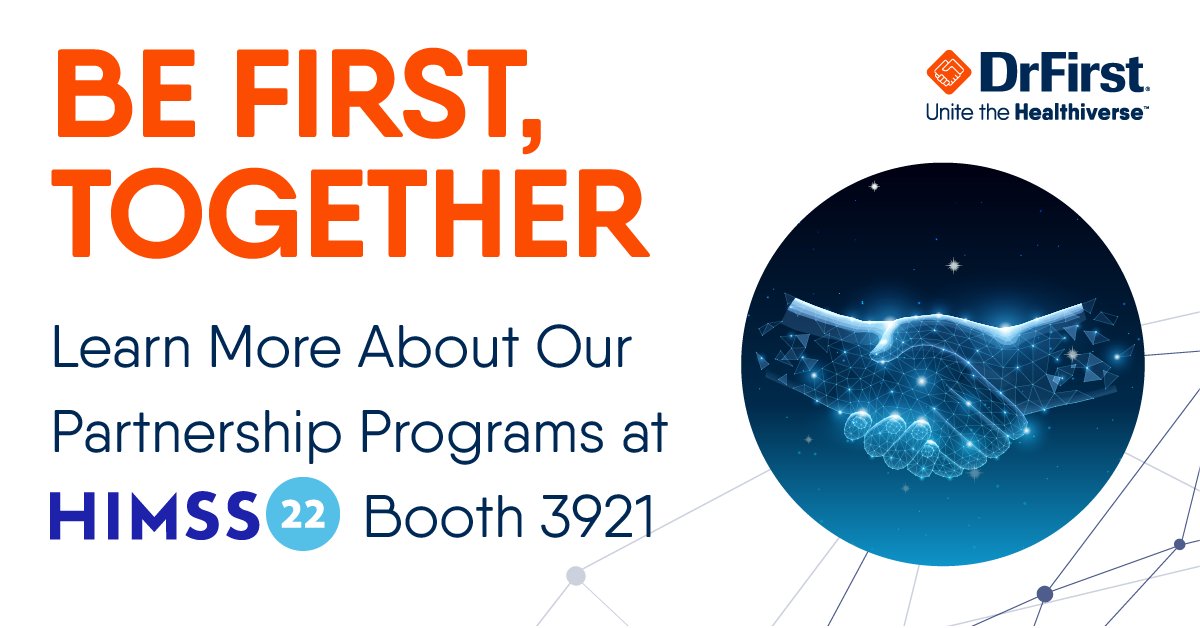 DrFirst's tweet photo. Come see us at #HIMSS22 booth 3921 to learn how a partnership with us helps your #EHR or #HIT platform solve your customers’ problems, accelerate innovation &amp; grow your business! 
https://t.co/MIwCP12xoD https://t.co/lRdcFMjIut