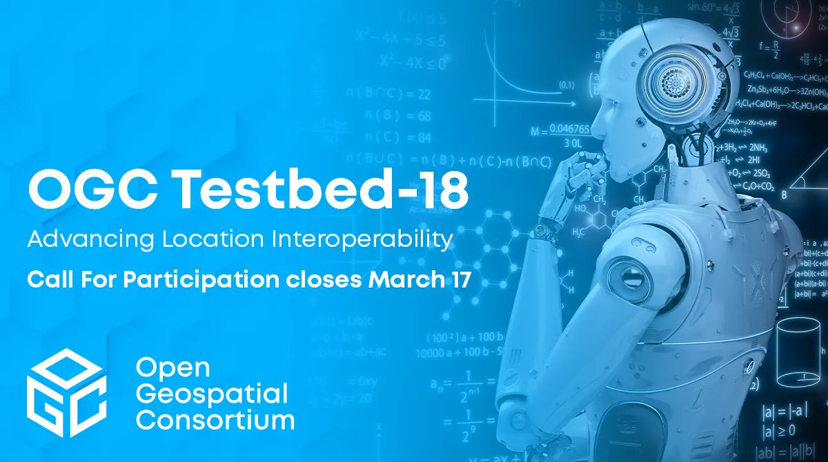 opengeospatial's tweet photo. OGC's Testbed-18 will build new levels of interoperability in #MachineLearning Training Data; #BuildingEnergyMapping ; #ReproducibleScience ; Moving Features & Sensor Integration; 3D+ Data Standards & Streaming for #NewSpace ; and more. Funding available. https://t.co/XOb6XaazZe https://t.co/07COrwKakk